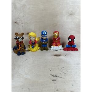 Lot 5 Disney Marvel Water Bathtub Squirt Toy Lot Spider-Man Capt America Ironman